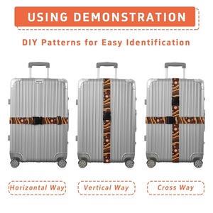 2-Pack Tribe Design Custom Print Logo Polyester Adjustable Buckle <b>Webbing</b> Luggage Strap Set Belt Luggage Strap for Travel - Product Image 4