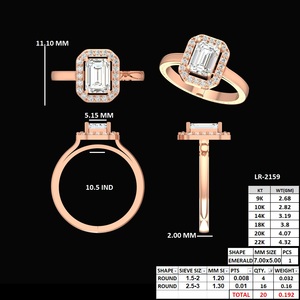 Anillo de Compromiso de Lujo en Oro Rosa de 10K con Diamante Corte Esmeralda, Elegante Joyería Nupcial para Mujer, Regalo de Aniversario - Product Image 1