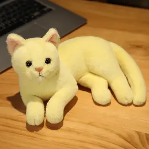 गर्म बिकने वाली यथार्थवादी भरवां लेटी हुई बिल्ली आलीशान खिलौना 31 सेमी सुपर नरम भरवां बिल्लियाँ जो असली लगती हैं