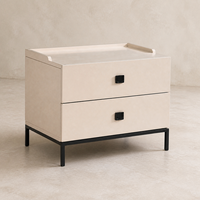 Table de chevet en bois massif beige avec 2 tiroirs, armoire de rangement moderne pour chambre à coucher, meubles de maison