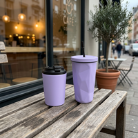 Tasses à café de style urbain 8oz 12oz, en acier inoxydable à double paroi isolé, blanches, avec tapis antidérapant, logo personnalisable