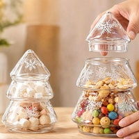 Kerstboom Glazen Snoepvaas Hoge Borosilicaatglas Koekjespot Sneeuwvlok Voedselcontainer voor Noten Snacks Gedroogd Fruit Decoratie