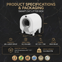Caixa de Areia Automática Inteligente para Gatos com Autolimpeza, Controle por Aplicativo Tuya, Sistema de Exaustão de Odores, Fácil Limpeza, 68L, para Múltiplos Gatos