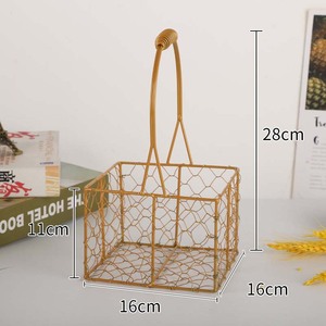 Cesto regalo a mano di un anno cesto di nozze festivo cesto di filo spinato dorato all'ingrosso - Product Image 4