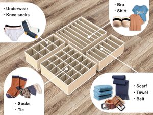 Juego de Organizadores de Cajones, Almacenamiento para Armarios, Cajas Plegables de Tela No Tejida, Divisores Multiceldas para Ropa Interior y Calcetines, OEM ODM para Venta al por Mayor - Product Image 4