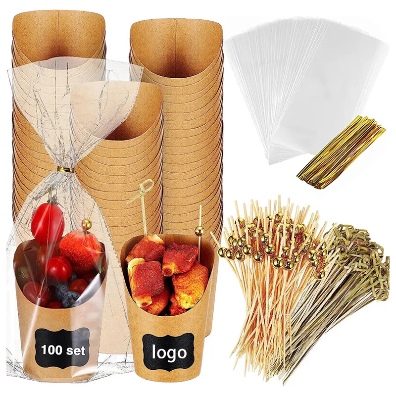 Charc uterie Cups, Cocktail Picks Labels Einweg kraft mit Sticks 12 oz Pommes Frites Halter, Papier Vorspeisen becher Zubehör