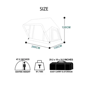 Carpa de Techo para Auto 200x130x120cm, Apertura Automática Rápida, Tela Oxford de Doble Capa, Impermeable, Resistente al Viento, Protección UV - Product Image 3