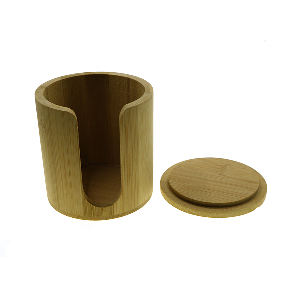 Wholesale Custom 100% Bamboo Material Cylinder Case Natural Reusable Bamboo Jars case Package For Bamboo Makeup Remover Pads