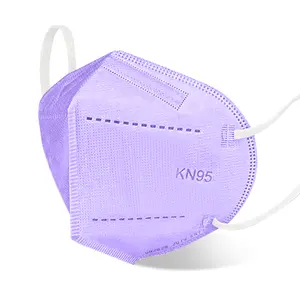 หน้ากากอนามัยแบบใช้แล้วทิ้งพับได้แบนหลากสีหน้ากาก KN95สำหรับการป้องกันประจำวัน