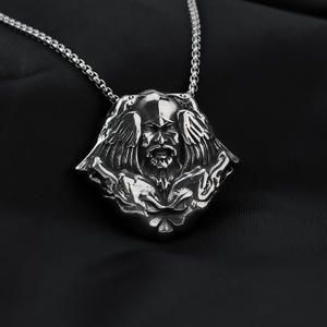 <b>Titanium</b> Steel Men's Pendant Viking Odin Mask Necklace Stainless Steel Vintage Geometric Design Everyday Wear - Product Image 4