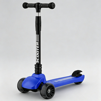 Tricycle pour enfants à 3 roues réglable avec grandes roues LED clignotantes, trottinette pliable pour enfants, jouet à roulettes, vente en gros