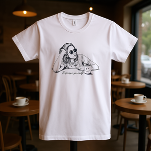 Expresso <b>Yourself</b> T-Shirt White Unisex Graphic Design Coffee Theme - Product Image 3