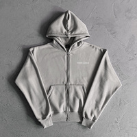 Sweat à capuche zippé en coton épais pour homme avec logo personnalisé, style streetwear ample, broderie, surdimensionné, pull, fabricant