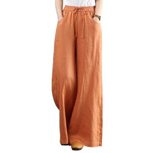 <span class=keywords><strong>Pantaloni</strong></span> <span class=keywords><strong>lunghi</strong></span> in cotone e <span class=keywords><strong>lino</strong></span> da <span class=keywords><strong>donna</strong></span> con tasche a vita alta <span class=keywords><strong>pantaloni</strong></span> larghi traspiranti per la primavera estate Casual a gamba larga XL 3XL disponibili - Product Image 4