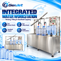 Machine de remplissage d'eau en bouteille PET semi-automatique pour contenants de 5 à 15 litres avec pièces de contact en acier inoxydable 304 et plateau à rouleaux