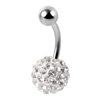 Piercing de nombril en acier inoxydable avec boule disco, bijou de ventre pour mariage