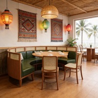 Ensemble de salle à manger commercial avec banquette pour les restaurants de nouilles, les restaurants de restauration rapide, les restaurants à thème d'Asie du Sud-Est