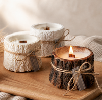 Bougie parfumée en soja à la cire d'arbre naturelle, mèche en bois, forme de tronc rustique, aromathérapie, parfum d'ambiance pour la maison, décoration pour chambre et salon