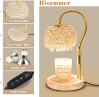 Hisummer Elektrische Kerzenwärmer-Lampe mit Timer, Dimmbar, Höhenverstellbar, 2 Glühbirnen, Holz- & Kristallglas-Kerzen