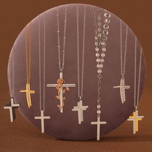 INS Collana con ciondolo a croce Bi-colore impermeabile 316L in acciaio inox vendita calda Design rosa <span class=keywords><strong>fiore</strong></span> Christian <span class=keywords><strong>simbolo</strong></span> all'ingrosso basso - Product Image 1