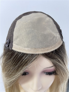 100% pelo Remy europeo Top 8A grado personalizado <span class=keywords><strong>Balayage</strong></span> <span class=keywords><strong>Rubio</strong></span> plata gris Toppers largo recto personalizado seda <span class=keywords><strong>Balayage</strong></span> mujeres - Product Image 3