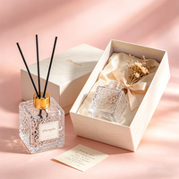 Bouteilles de diffuseur à roseaux carrées portables de 50 ml, 80 ml, 100 ml, 200 ml, en verre gaufré en forme de cube d'eau, prêtes à être expédiées, pour diffuseur d'arômes à domicile ou à l'hôtel