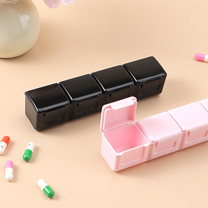 กล่องยาพกพาขนาดเล็กแบบใหม่ขายส่ง กล่องยาแบบพกพาสี่ช่อง วัสดุ PP/PC หนาพิเศษ แยกเก็บยาได้สี่ช่อง - Product Image 5