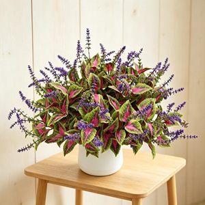 Meng Jie Artificial <b>Flowers</b> Perilla And Lavender <b>Silk</b> Base <b>Flower</b> Floral <b>Arrangement</b> Decor - Product Image 4