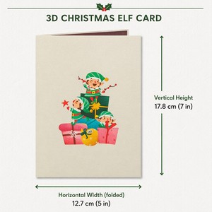 Carte de vœux de Noël, carte cadeau de Noël amusante avec un elfe, carte de Noël saisonnière pour la famille et les amis - Product Image 3