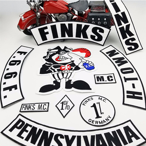 Finks Pennsylvania MC 1% lớn đầy đủ trở lại kích thước xe máy Biker thêu sắt trên các bản vá lỗi cho áo khoác vest tùy chỉnh thiết kế vá - Product Image 2