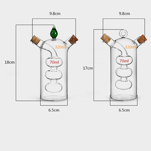 Bouteille d'huile d'olive de vinaigre, cruet d'huile d'olive <span class=keywords><strong>en</strong></span> verre de haute qualité 2 bouteilles <span class=keywords><strong>en</strong></span> 1 contenant - Product Image 2