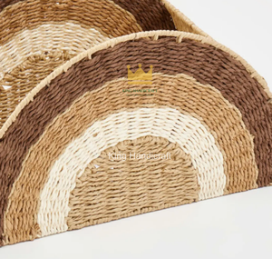Panier de rangement demi-lune en corde de papier tressée Seagrass Rainbow à prix abordable, organisateur de livres et jouets pour armoire de chambre d'enfant - Product Image 3