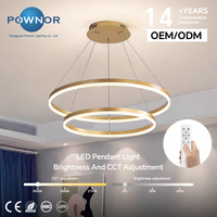 Luminaire suspendu LED décoratif à anneaux simples, doubles ou triples, CRI97, avec commande murale, pour villa, plafond haut, escalier