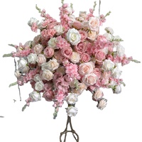 Boule de fleurs artificielles personnalisable pour mariage et banquet, décoration de chemin de table, série rose, 70 cm de diamètre, style tennis de table