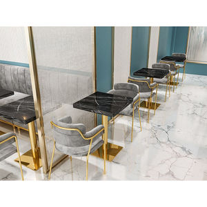 Bộ bàn ghế nhà hàng hiện đại, thiết kế riêng, chất liệu nhung, ghế sofa kiểu booth, bàn ăn kim loại, dành cho quán cà phê, phong cách sang trọng nhẹ nhàng. - Product Image 3