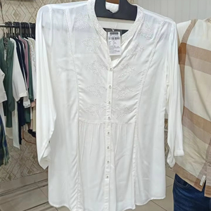 Kurta Casual de Manga Larga para Mujer, Cuello Redondo, Diseño Corto para Primavera Verano, Venta al por Mayor - Product Image 1