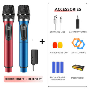 Microphone à condensateur sans fil à double canal professionnel portable et haut volume compatible avec l'audio de scène de karaoké à domicile KTV - Product Image 6