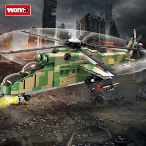 소매 판매 군대 군대 경찰 무장 항공기 <span class=keywords><strong>Mi</strong></span>-24 헬리콥터 비행기 공군 비행기 빌딩 블록 벽돌 세트 - Product Image 2