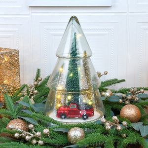 Nouvelles décorations de Noël nordiques pour comptoir et fenêtre, petit sapin de Noël en verre, figurines lumineuses décoratives - Product Image 2