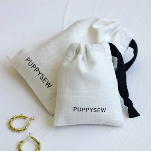 Logotipo personalizado al por mayor pulsera pendientes broche bolsa de embalaje bolsa con cordón bolsas reutilizables en blanco algodón orgánico bolsa con cordón - Product Image 4