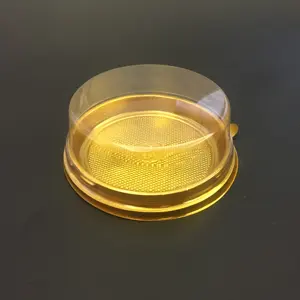 Factory wholesale 4 inch plastic cake container box gold plastic tray for cake with clear lid round cake container dome