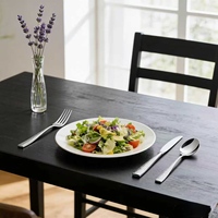 Vente en gros usine – Ensemble de couverts de luxe en acier inoxydable 304 argenté, design rétro, poli miroir (couteau, fourchette, cuillère, fourchette à thé, cuillère à thé)