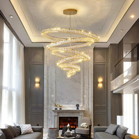 Lustres suspendus de luxe sur mesure pour hôtel, grands lustres à anneaux, luminaires suspendus pour escalier, lustres modernes en cristal LED