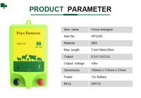 HPSFENCE 2J Energizador de Cerca Eléctrica, Alcance de 20KM, Alimentación CA/CC, Impermeable IPX6, Energizador Solar para Granja, Cerca Eléctrica para Ganado