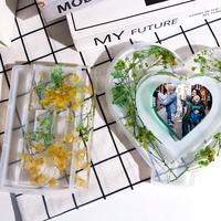 DM745 Moules en Silicone Résine Cadre Photo Cœur d'Amour DIY Cadres Photo en Époxy avec Support pour Artisanat Décoration Maison Cadeau