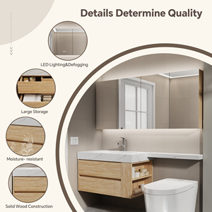 <span class=keywords><strong>Meuble</strong></span>-lavabo moderne en bois massif avec miroir intelligent, armoire <span class=keywords><strong>de</strong></span> <span class=keywords><strong>rangement</strong></span> et vasque simple pour votre <span class=keywords><strong>salle</strong></span> <span class=keywords><strong>de</strong></span> <span class=keywords><strong>bain</strong></span> contemporaine - Product Image 4