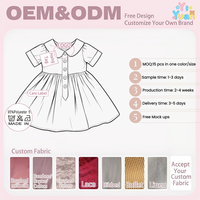 Robe à col imprimé floral pour petites filles, manches courtes, col blanc, poignets à boutons, jupe trapèze, motif personnalisé