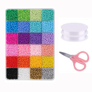 Cuentas de vidrio Crystal Tec de 3 mm, 24 colores, con hilo y tijeras para la elaboración de joyería - Product Image 4