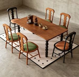 New Arrival Retro Solid Wood Dining <b>Table</b> Set with 6 Mismatched Upholstered Chairs for Home Kitchen Dining Room Furniture - Product Image 6