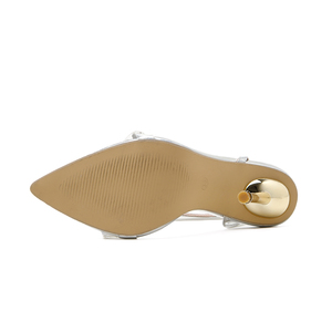 Nouvelles sandales romaines à talons hauts 2024 en métal électroplaqué, à bout pointu et strass transparents - Product Image 6